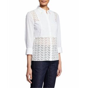 Tory Burch White Eyelet Button Down Shirt
